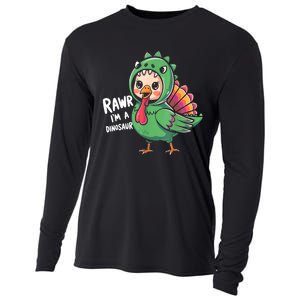 Thanksgiving Dinosaur Turkey Rawr IM A Dinosaur Cooling Performance Long Sleeve Crew