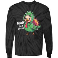 Thanksgiving Dinosaur Turkey Rawr IM A Dinosaur Tie-Dye Long Sleeve Shirt