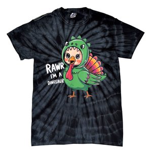 Thanksgiving Dinosaur Turkey Rawr IM A Dinosaur Tie-Dye T-Shirt