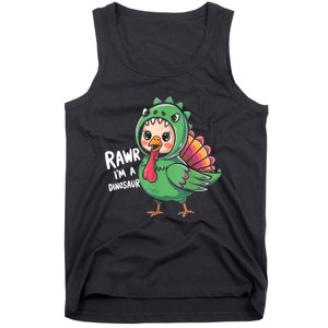 Thanksgiving Dinosaur Turkey Rawr IM A Dinosaur Tank Top