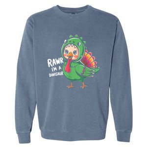 Thanksgiving Dinosaur Turkey Rawr IM A Dinosaur Garment-Dyed Sweatshirt