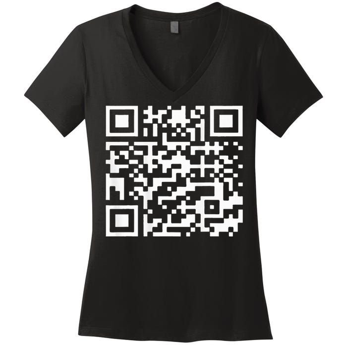 Trump Dance Troll Qr Funny President Trump Dance Code Back Women's V-Neck T-Shirt