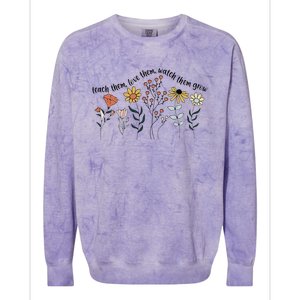 Teacher Day Teach Them Love Them Watch The Grow Flower Colorblast Crewneck Sweatshirt