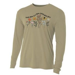 Teacher Day Teach Them Love Them Watch The Grow Flower Cooling Performance Long Sleeve Crew