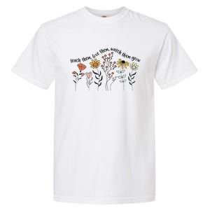 Teacher Day Teach Them Love Them Watch The Grow Flower Garment-Dyed Heavyweight T-Shirt