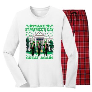 Trump Dance Trump 2024 Make St Patricks Day Great Again Women's Long Sleeve Flannel Pajama Set 