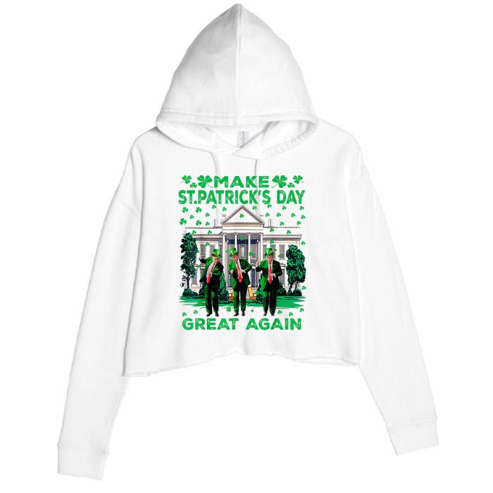 Trump Dance Trump 2024 Make St Patricks Day Great Again Crop Fleece Hoodie