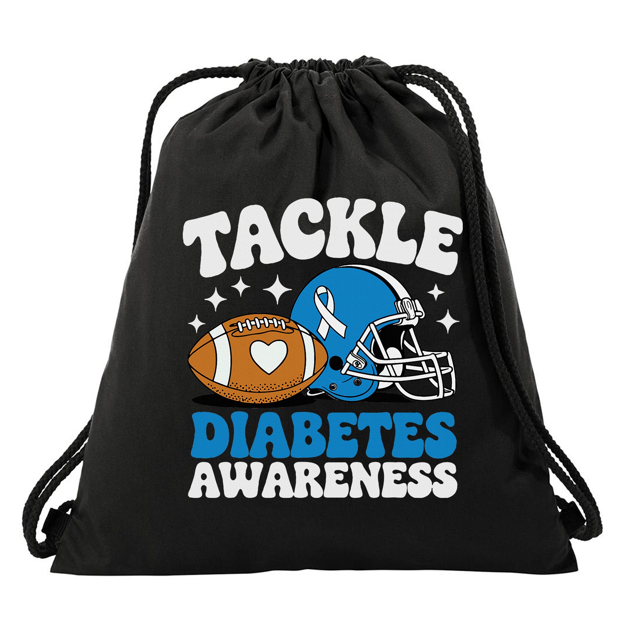 Tackle Diabetic Type 1 Blue Football Diabetes Awareness T1d Drawstring Bag