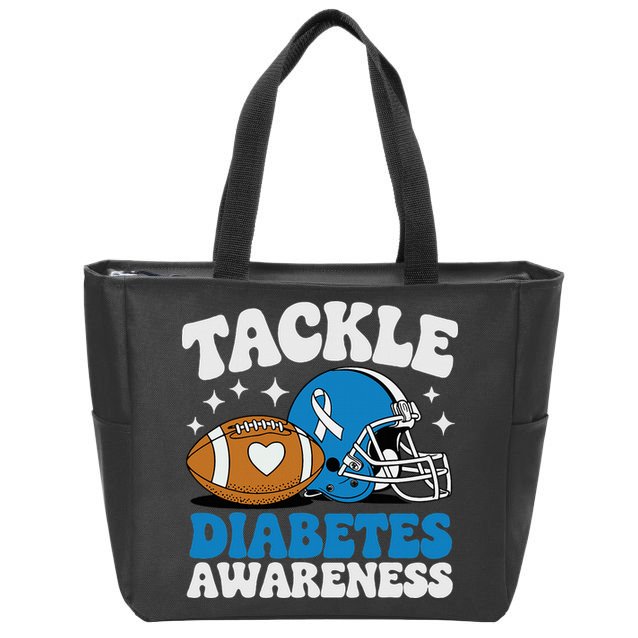 Tackle Diabetic Type 1 Blue Football Diabetes Awareness T1d Zip Tote Bag