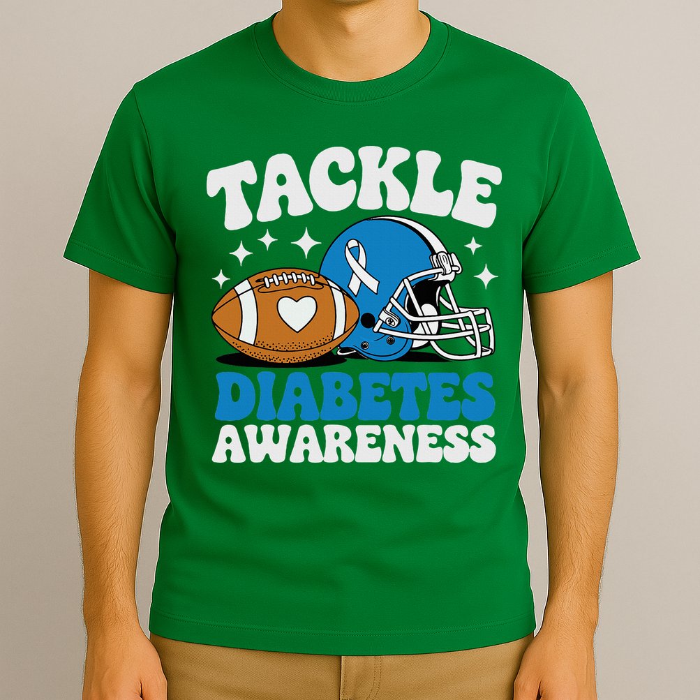 Tackle Diabetic Type 1 Blue Football Diabetes Awareness T1d T-Shirt