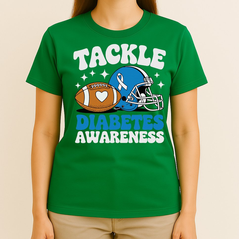 Tackle Diabetic Type 1 Blue Football Diabetes Awareness T1d T-Shirt
