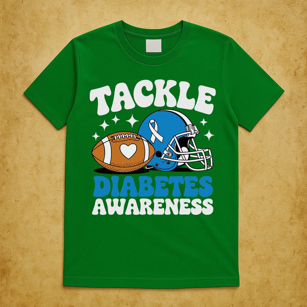 Tackle Diabetic Type 1 Blue Football Diabetes Awareness T1d T-Shirt