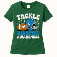 Tackle Diabetic Type 1 Blue Football Diabetes Awareness T1d Womens T-Shirt