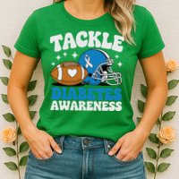 Tackle Diabetic Type 1 Blue Football Diabetes Awareness T1d Womens T-Shirt