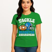 Tackle Diabetic Type 1 Blue Football Diabetes Awareness T1d Womens T-Shirt