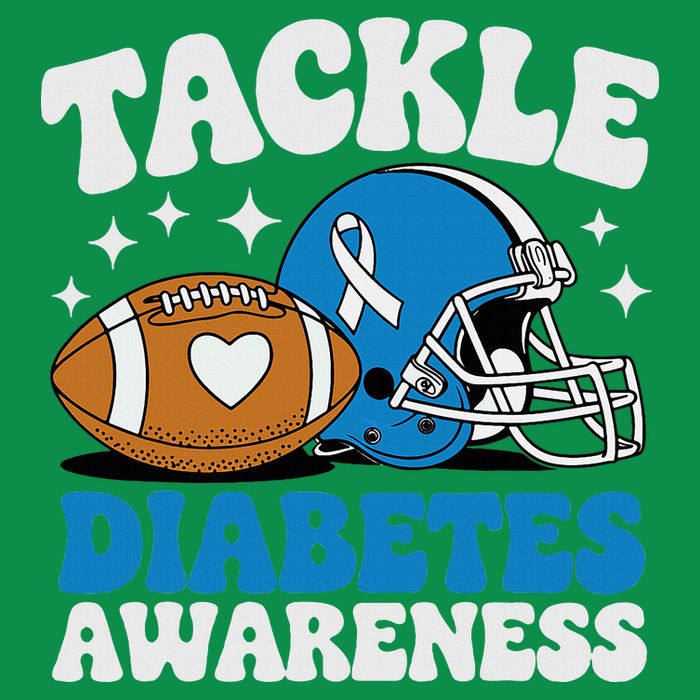 Tackle Diabetic Type 1 Blue Football Diabetes Awareness T1d Womens T-Shirt