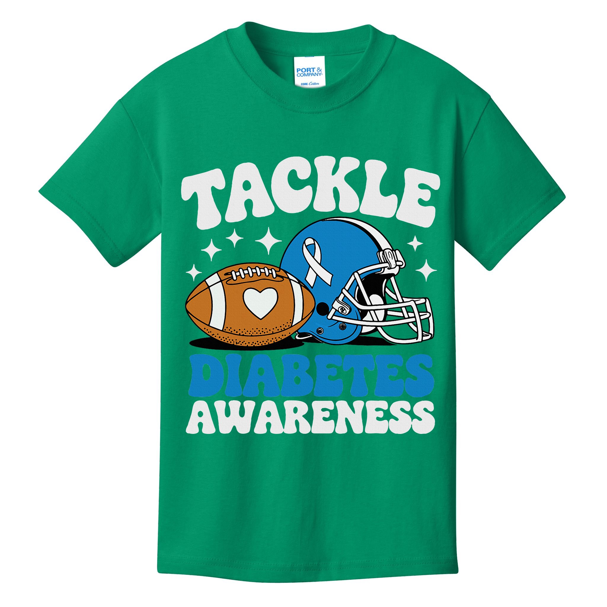 Tackle Diabetic Type 1 Blue Football Diabetes Awareness T1d Kids T-Shirt
