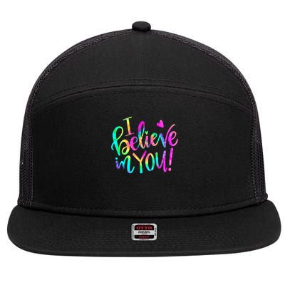 Test Day Teach.er I Believe In You Testing Day Tie Dye 7 Panel Mesh Trucker Snapback Hat