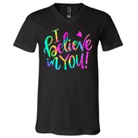 Test Day Teach.er I Believe In You Testing Day Tie Dye V-Neck T-Shirt