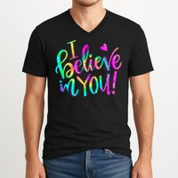 Test Day Teach.er I Believe In You Testing Day Tie Dye V-Neck T-Shirt