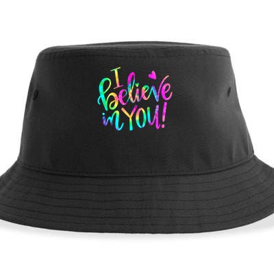 Test Day Teach.er I Believe In You Testing Day Tie Dye Sustainable Bucket Hat