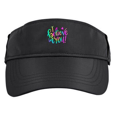 Test Day Teach.er I Believe In You Testing Day Tie Dye Adult Drive Performance Visor