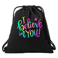 Test Day Teach.er I Believe In You Testing Day Tie Dye Drawstring Bag