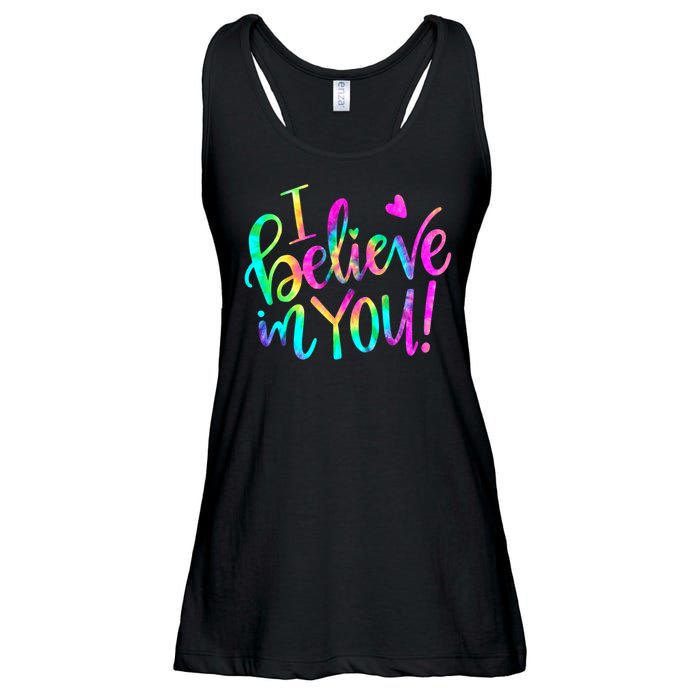Test Day Teach.er I Believe In You Testing Day Tie Dye Ladies Essential Flowy Tank