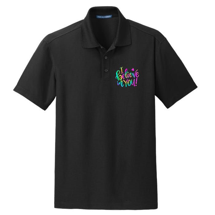Test Day Teach.er I Believe In You Testing Day Tie Dye Dry Zone Grid Polo