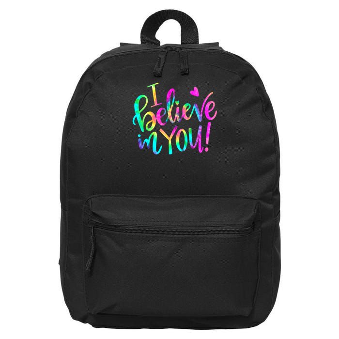 Test Day Teach.er I Believe In You Testing Day Tie Dye 16 in Basic Backpack