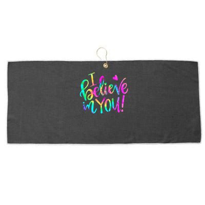 Test Day Teach.er I Believe In You Testing Day Tie Dye Large Microfiber Waffle Golf Towel