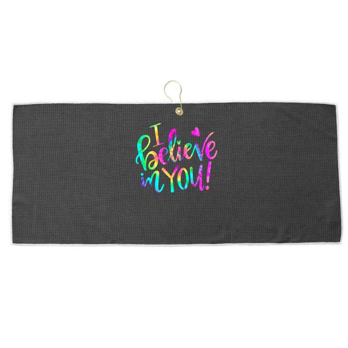 Test Day Teach.er I Believe In You Testing Day Tie Dye Large Microfiber Waffle Golf Towel
