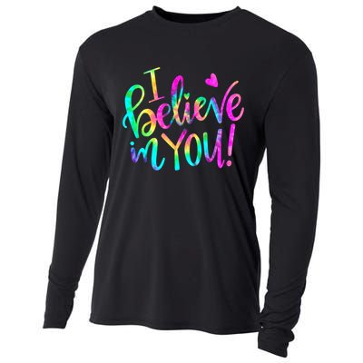 Test Day Teach.er I Believe In You Testing Day Tie Dye Cooling Performance Long Sleeve Crew