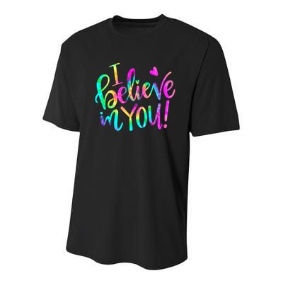 Test Day Teach.er I Believe In You Testing Day Tie Dye Youth Performance Sprint T-Shirt