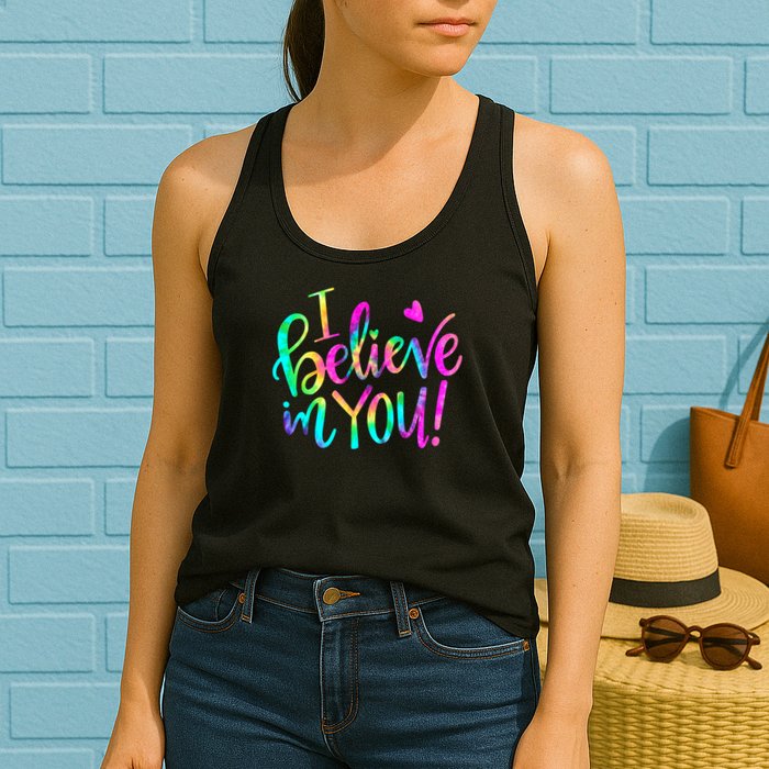 Test Day Teach.er I Believe In You Testing Day Tie Dye Womens Tank Top