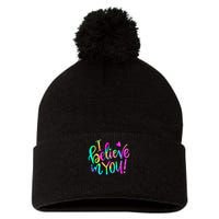 Test Day Teach.er I Believe In You Testing Day Tie Dye Pom Pom 12in Knit Beanie