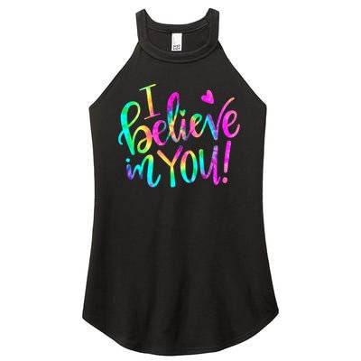 Test Day Teach.er I Believe In You Testing Day Tie Dye Women's Perfect Tri Rocker Tank