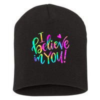 Test Day Teach.er I Believe In You Testing Day Tie Dye Short Acrylic Beanie