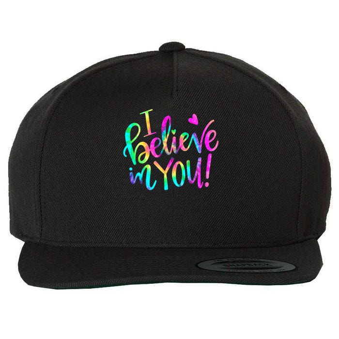 Test Day Teach.er I Believe In You Testing Day Tie Dye Wool Snapback Cap