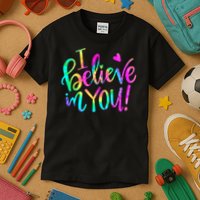 Test Day Teach.er I Believe In You Testing Day Tie Dye Kids T-Shirt