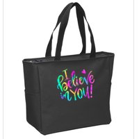 Test Day Teach.er I Believe In You Testing Day Tie Dye Zip Tote Bag