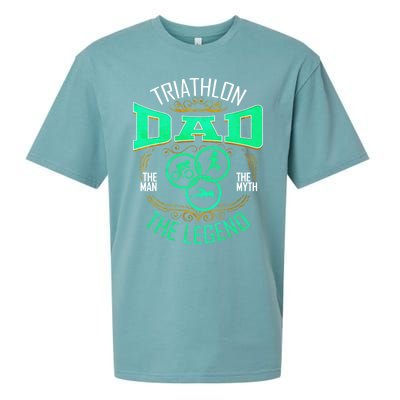 Triathlon Dad The The Myth The Legend Gift Sueded Cloud Jersey T-Shirt