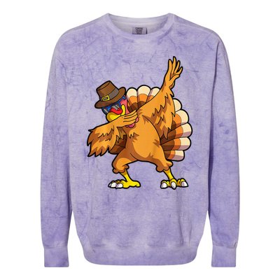 Thanksgiving Dabbing Turkey Day Colorblast Crewneck Sweatshirt