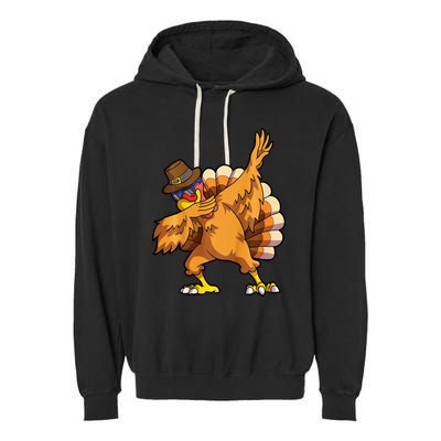 Thanksgiving Dabbing Turkey Day Garment-Dyed Fleece Hoodie