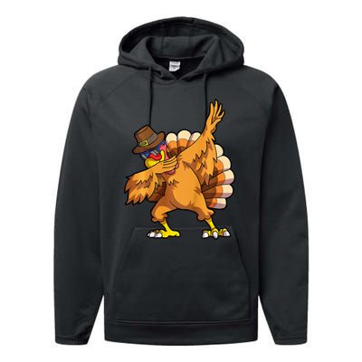 Thanksgiving Dabbing Turkey Day Performance Fleece Hoodie