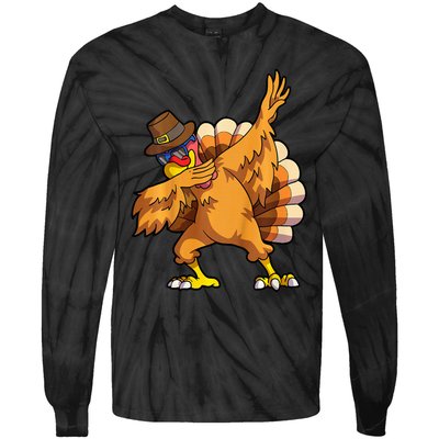 Thanksgiving Dabbing Turkey Day Tie-Dye Long Sleeve Shirt