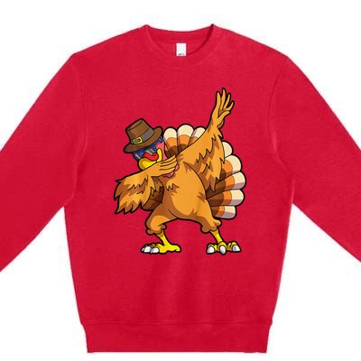 Thanksgiving Dabbing Turkey Day Premium Crewneck Sweatshirt