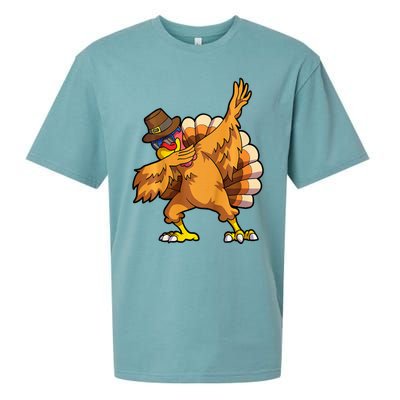 Thanksgiving Dabbing Turkey Day Sueded Cloud Jersey T-Shirt