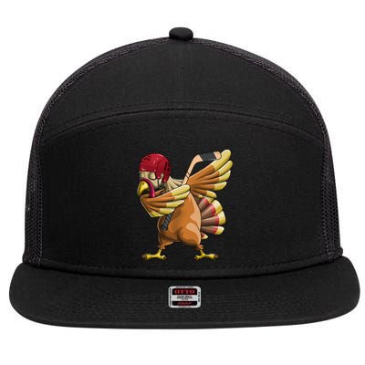 Thanksgiving Dabbing Turkey Funny Hockey Dab Dance Pilgrim Gift 7 Panel Mesh Trucker Snapback Hat