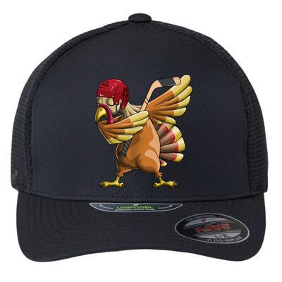 Thanksgiving Dabbing Turkey Funny Hockey Dab Dance Pilgrim Gift Flexfit Unipanel Trucker Cap